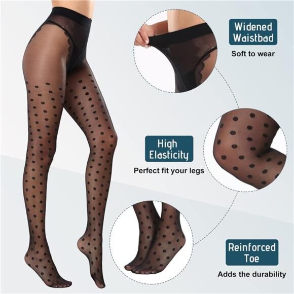Women's Sheer Patterned Tights Stockings 20 Denier Pantyhose Nylons - Picture 3 of 5